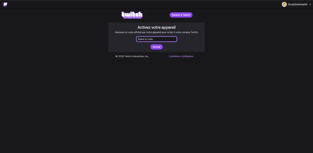 Tuto Twitch - Étape 2 : Copier le code de connexion